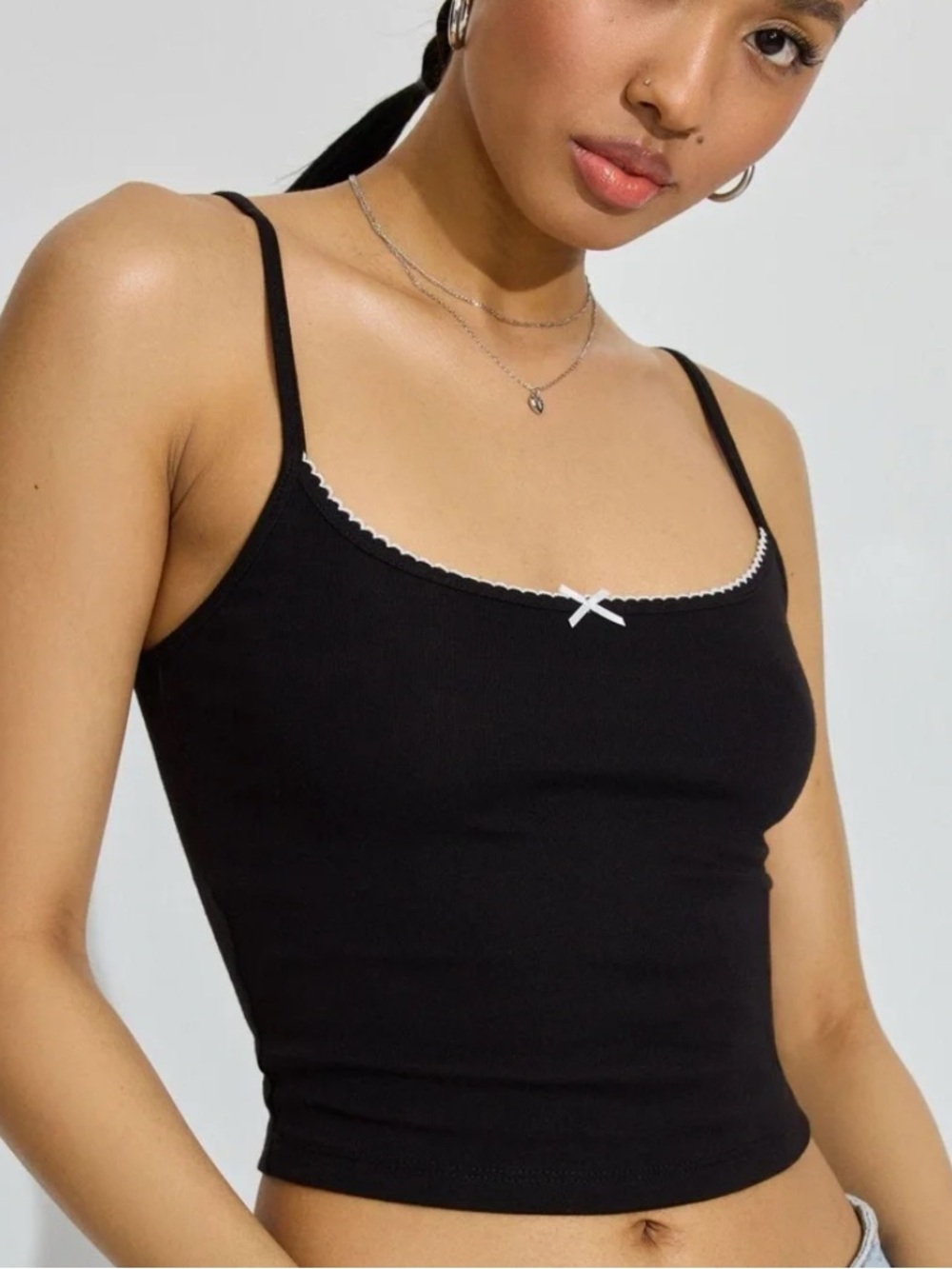 Garage Black Camisole with White Trim